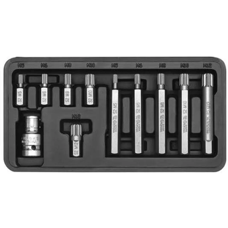 Набор насадок отверточных YATO SPLINE 30х75 мм, адаптер 1/2 (YT-0415) фото