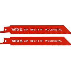 Полотна по дереву та металу бі-металеві для шабельної пили Yato 150х1 мм, 18 зубів (YT-33931)