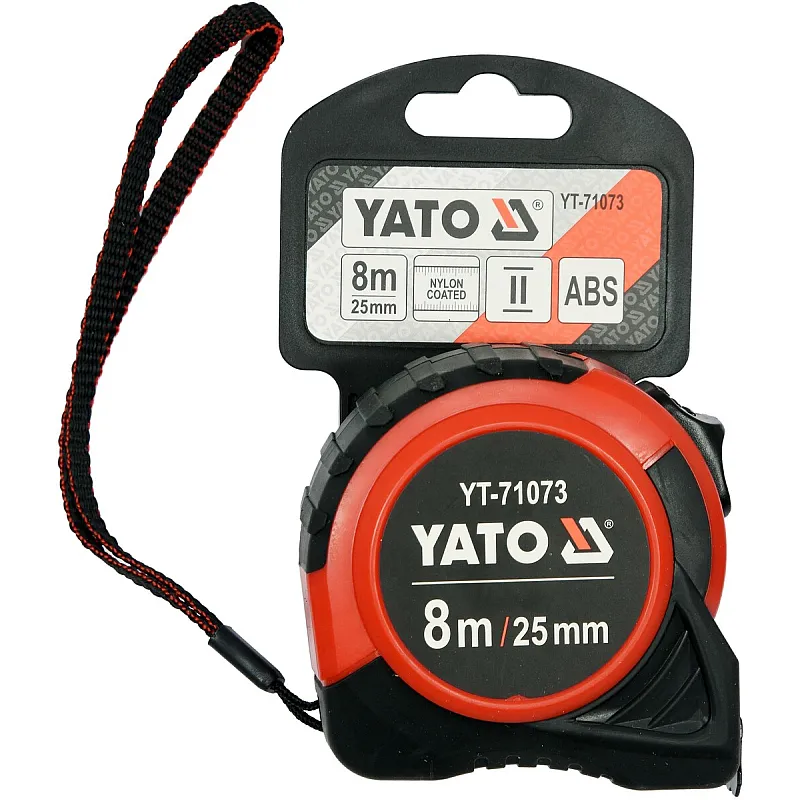 Рулетка Yato (YT-71073) 8 м x 25 мм, сталевою стрічкою, нейлоновим покриттям фото