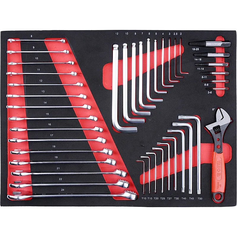 Сервісна шафа з інструментами YATO 211 елем., 5 лотків, на колесах, 7 ящиків, 98х77х46,5 см (YT-55290) фото