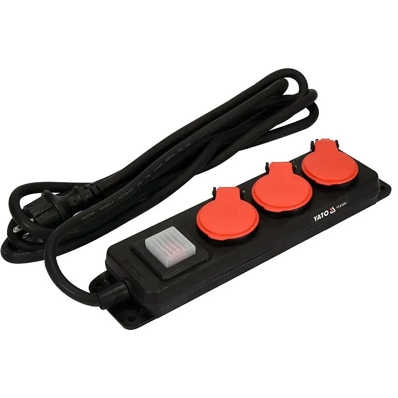 Подовжувач із заземленням Yato YT-81240 3 м на 3 розетки фото
