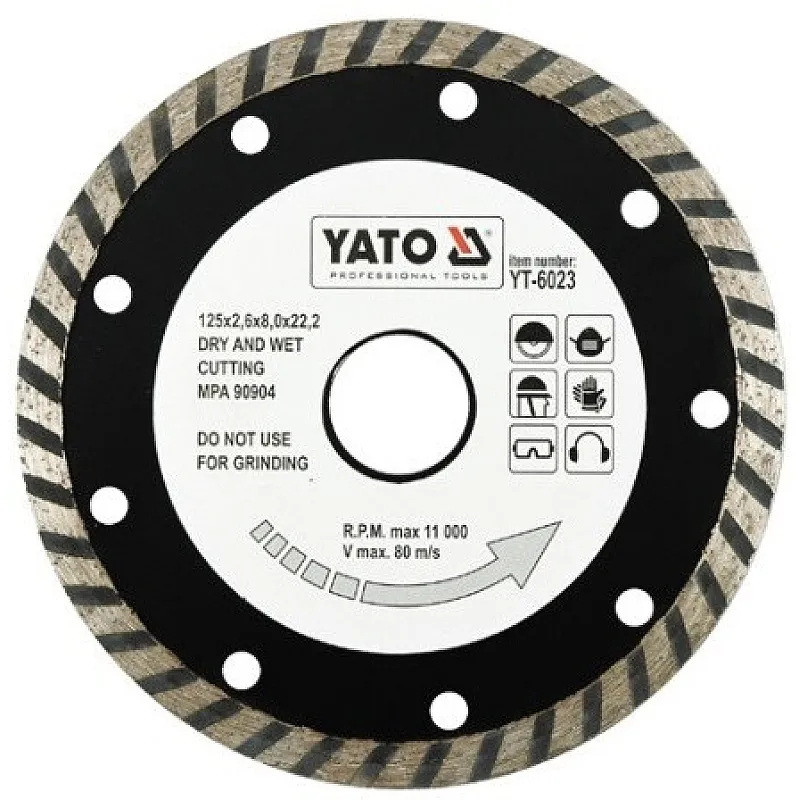 Диск алмазный YATO турбо 125x8,0x22,2 мм (YT-6023) фото