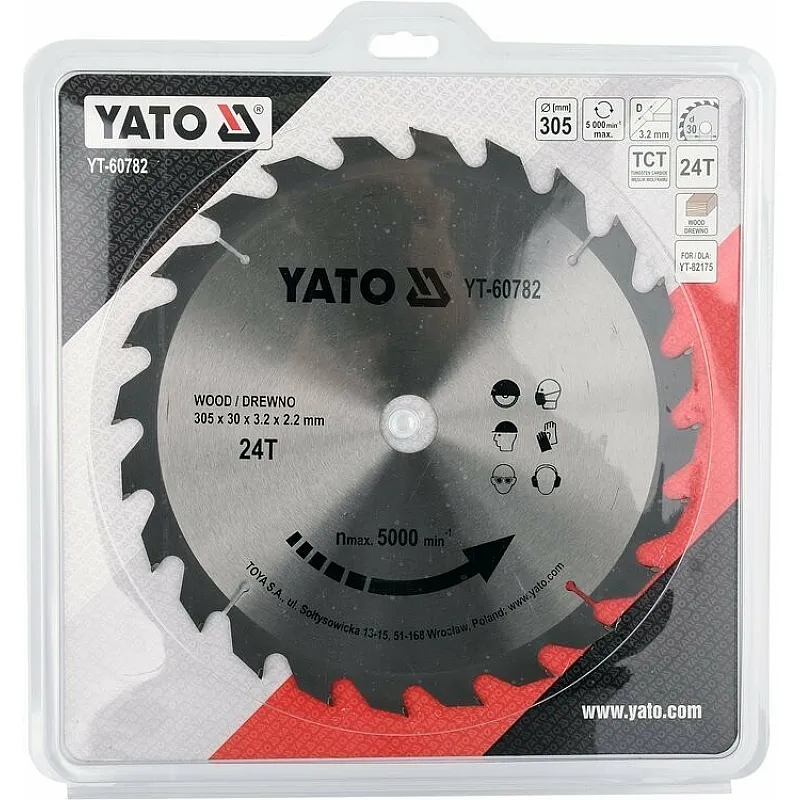 Диск пильный по дереву с победитовыми напайками Yato YT-60782 (305x30x3.2x2.2 мм), 24 зуба фото