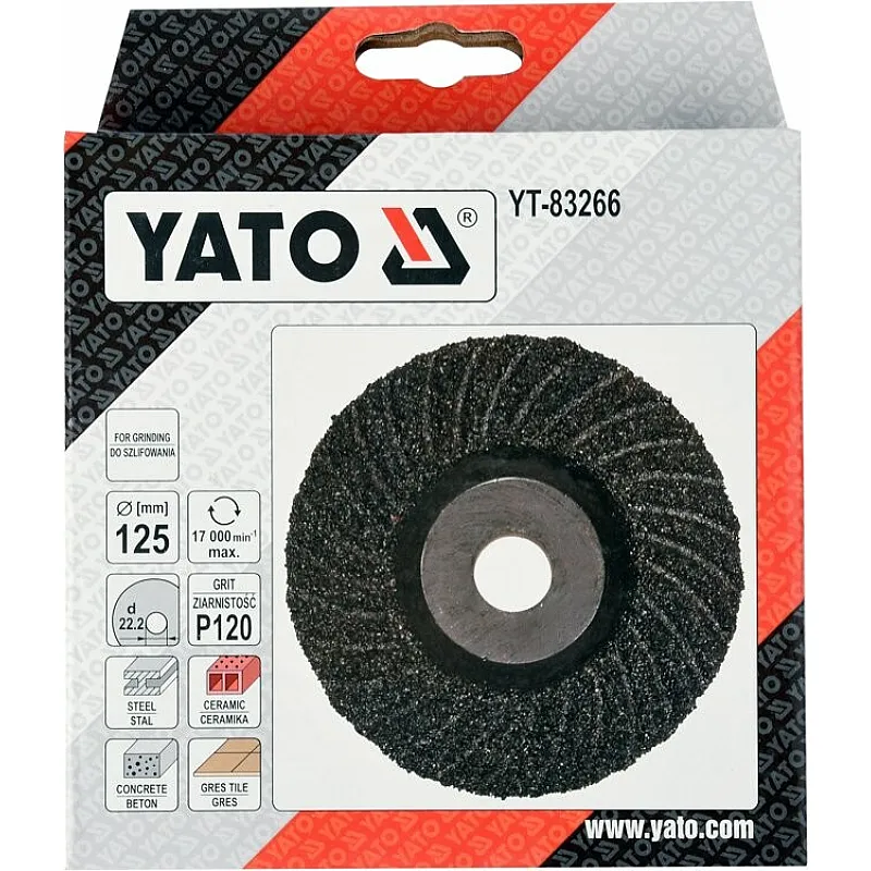 Диск шліфувальний Yato 125х22.2 мм, Р120 по дереву, металу, каменю (YT-83266) фото