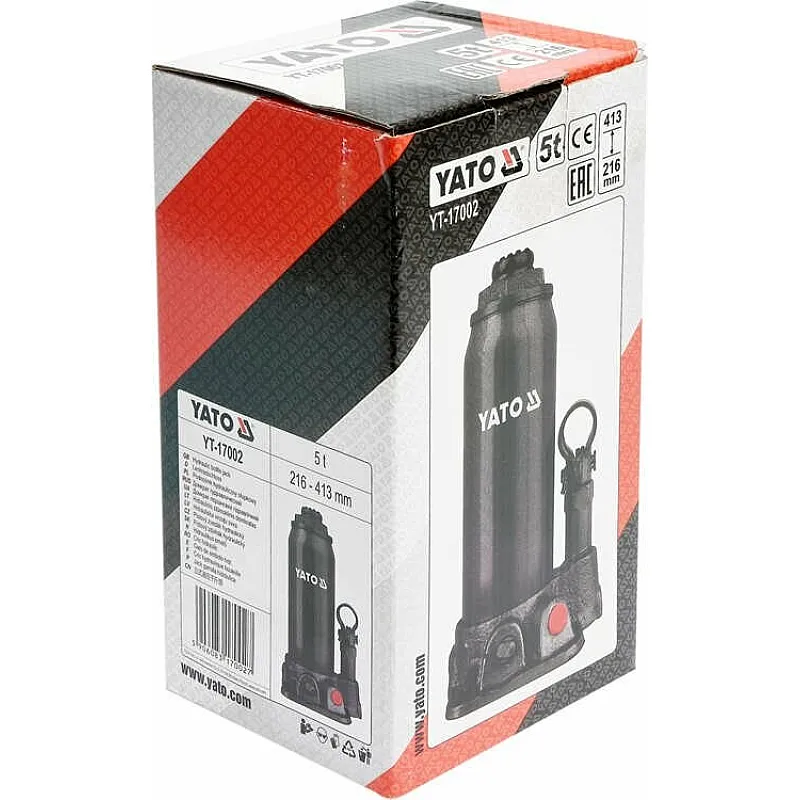 Домкрат гідравлічний пляшковий Yato 5 т 216х413 мм (YT-17002) фото