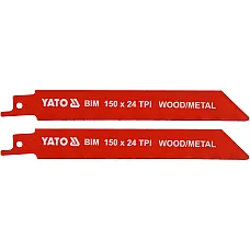 Полотна по дереву та металу бі-металеві для шабельної пили Yato 150х1 мм, 24 зубів (YT-33932)