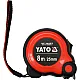 Рулетка Yato (YT-71077) 8 м x 25 мм, сталевою стрічкою, нейлоновим покриттям, подвійним блокуванням фото