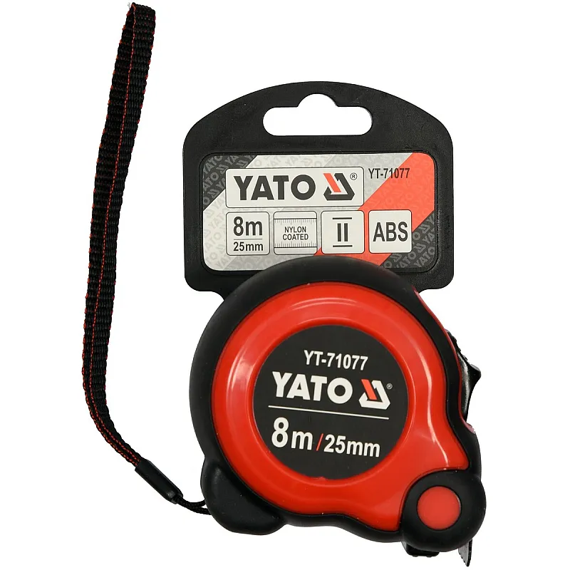 Рулетка Yato (YT-71077) 8 м x 25 мм, сталевою стрічкою, нейлоновим покриттям, подвійним блокуванням фото